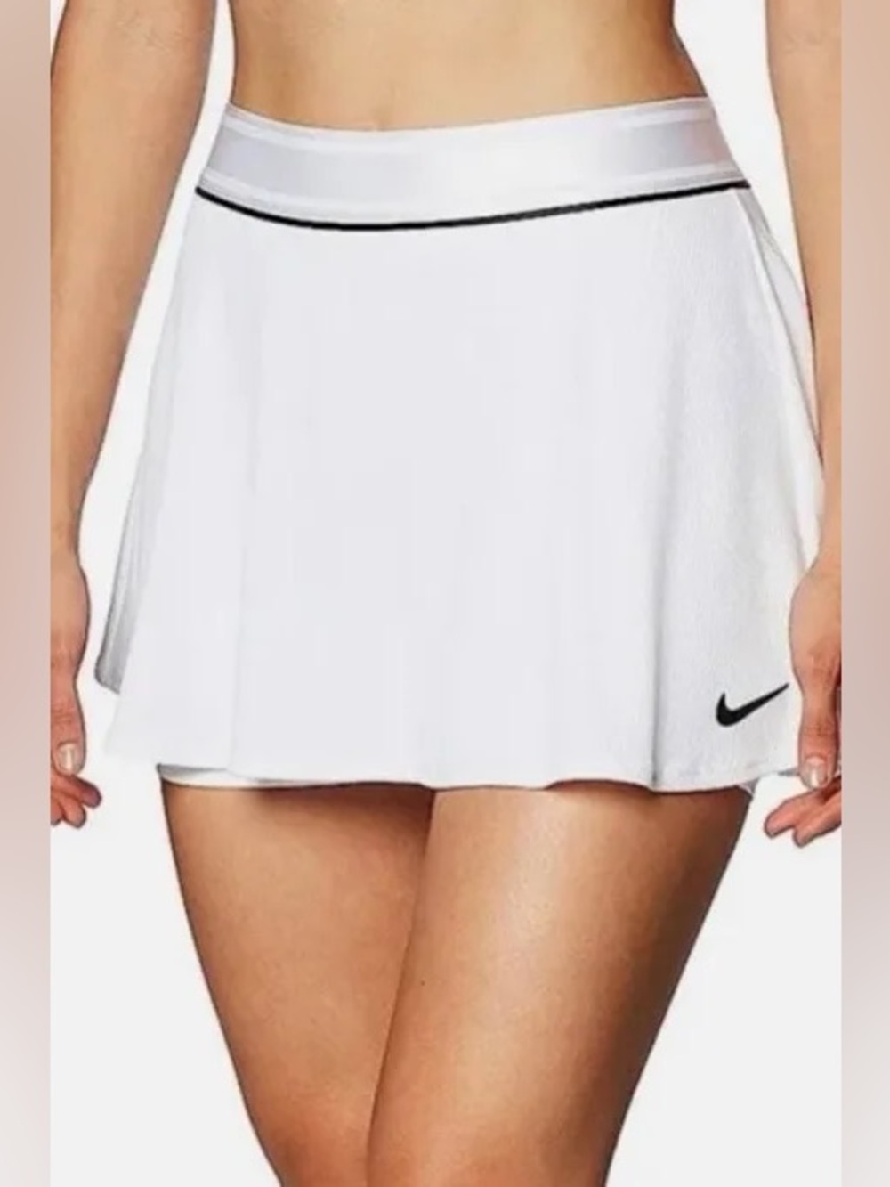 Nike dry fit court flounce White Tennis Skort with Black Trim NWT